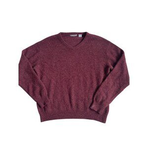 American Blue Pure Cashmere Mens Large 100% Cashmere V-Neck Pullover Sweater Red
